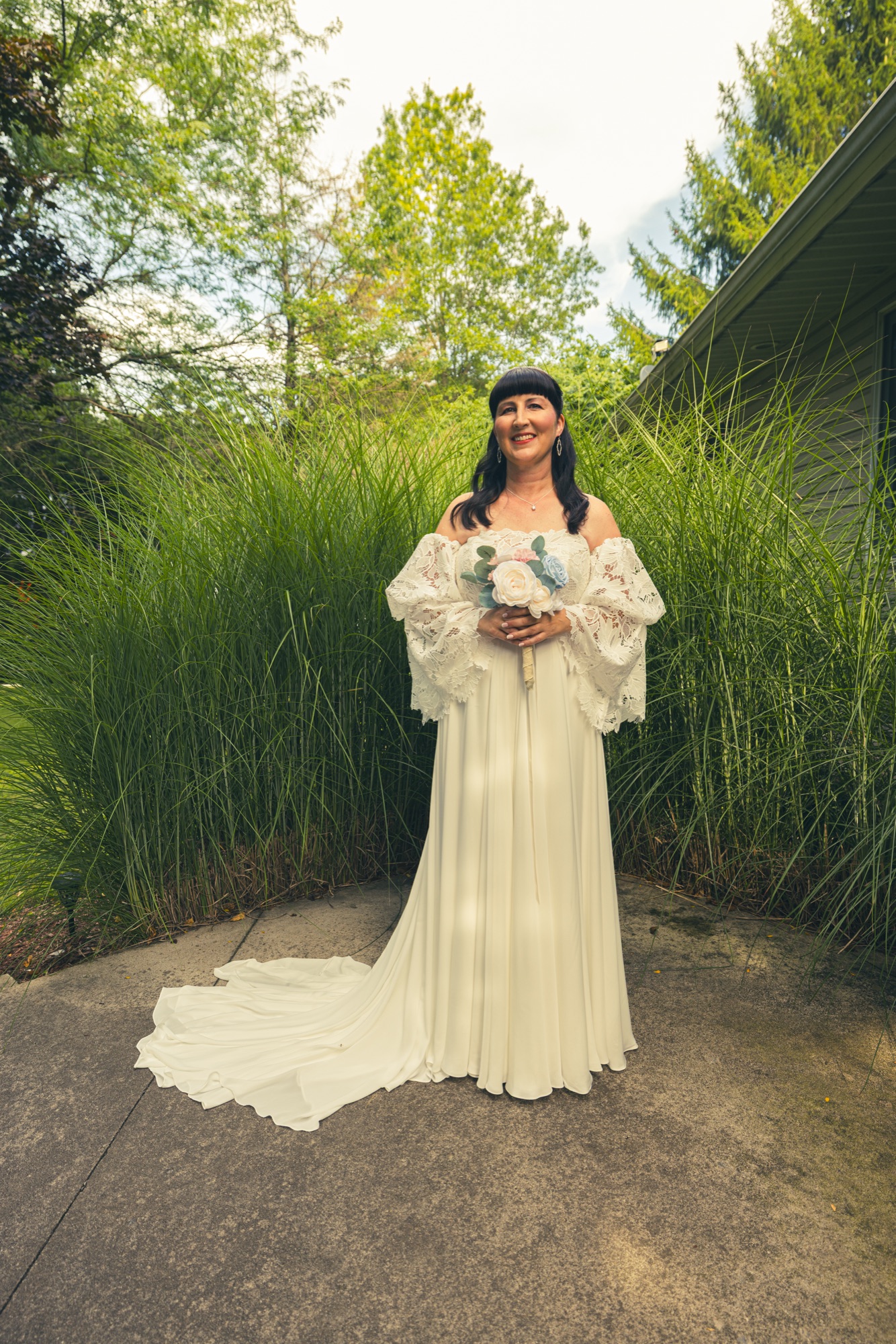 Bridal portrait in the tall grass