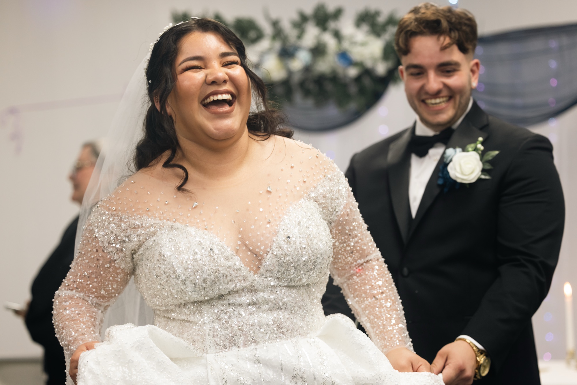 Couple laughing during the toasts